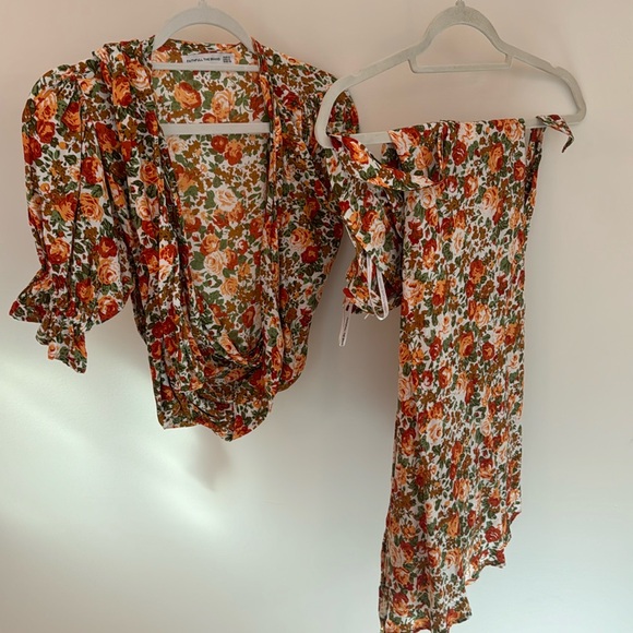 Faithfull the Brand Delia Floral Puff Sleeve Top and Skirt Set